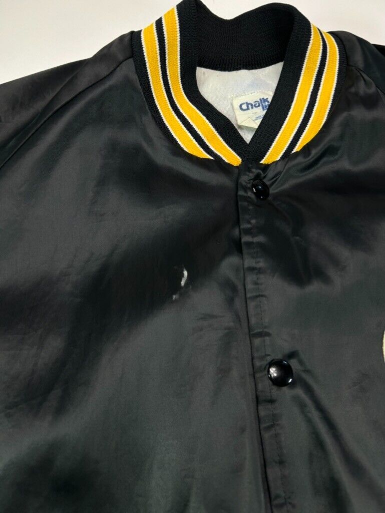 Vintage 80s Pittsburgh Steelers NFL Satin Varsity Chalk Line Jacket Size Large