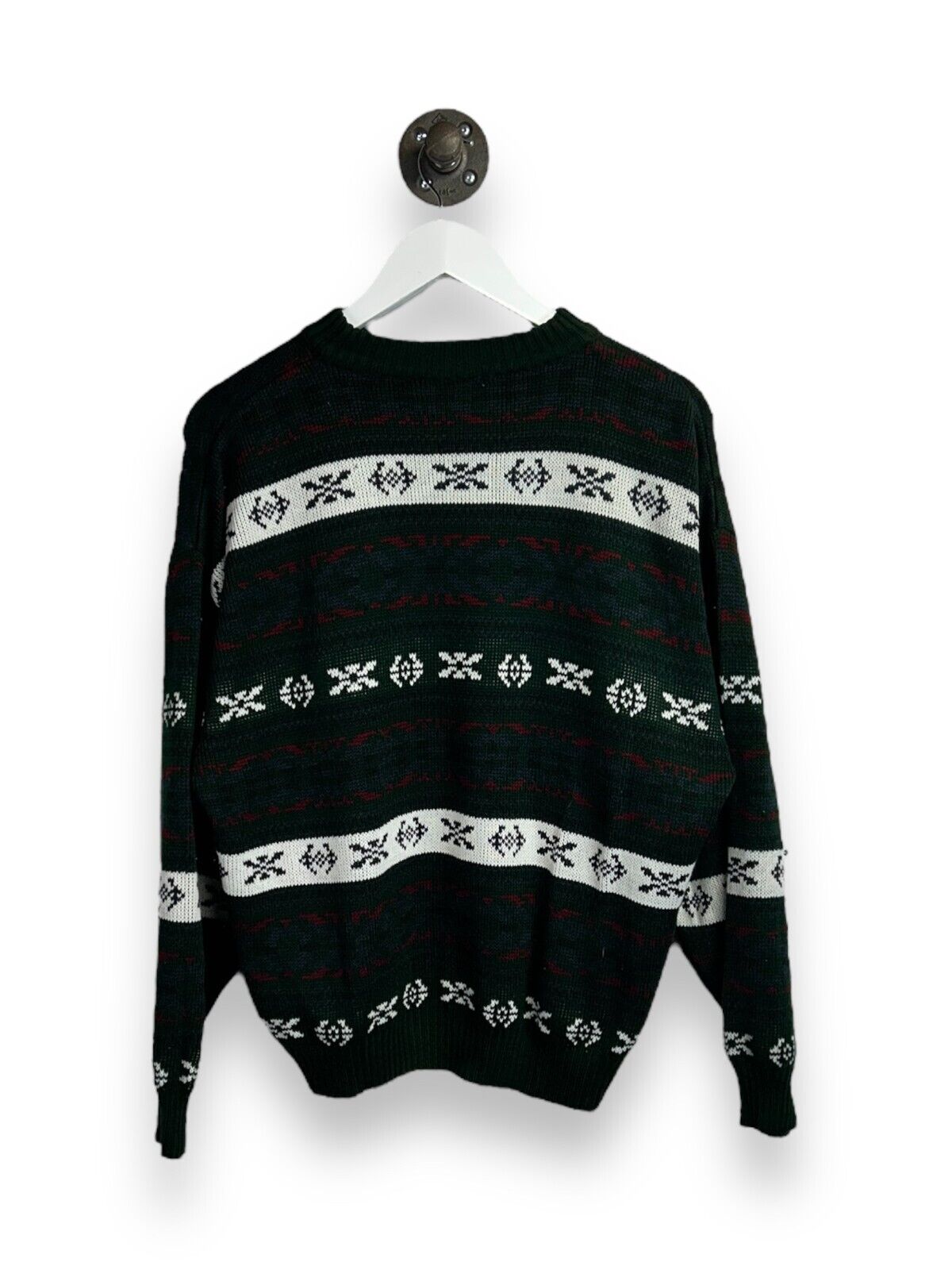 Vintage 90s Northwest Territories Aztec Pattern Striped Knit Sweater Size Medium