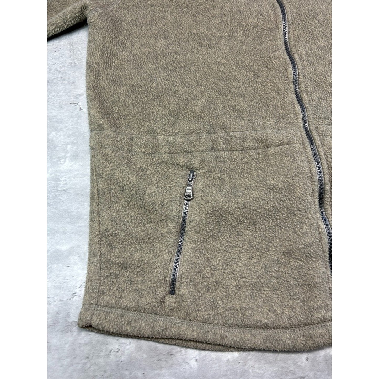 Vintage Eddie Bauer Fleece Full Zip Sweatshirt Size Large Beige