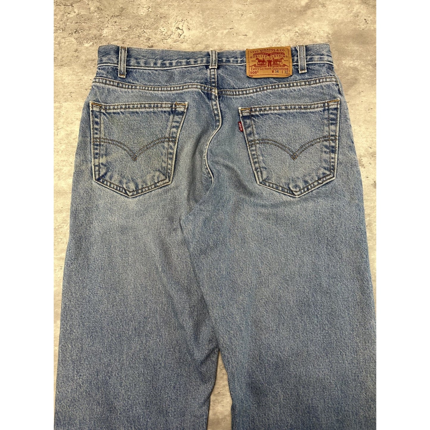 Vintage 90s Levis 505 Red Tab Light Wash Denim Pants Size 34 Blue