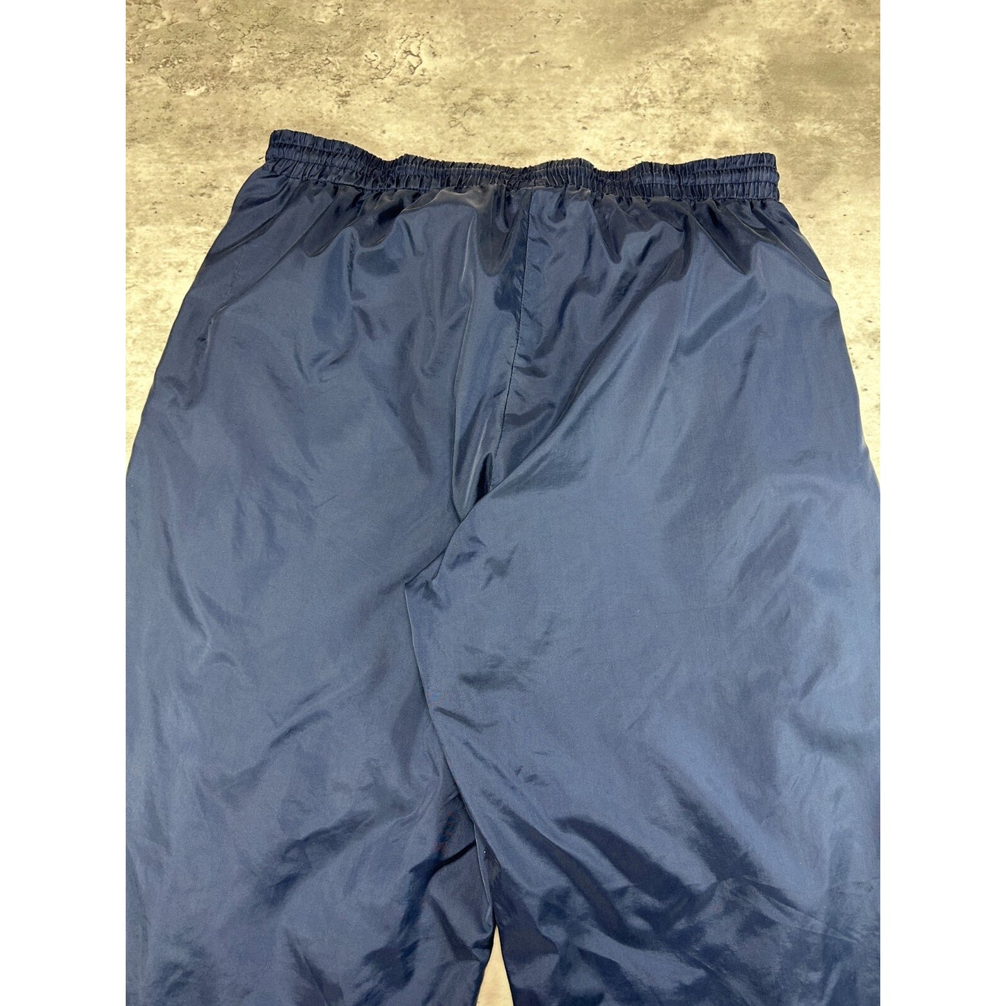 Vintage 90s Reebok Tonal Embroidered Logo Nylon Track Pants Size Medium Blue