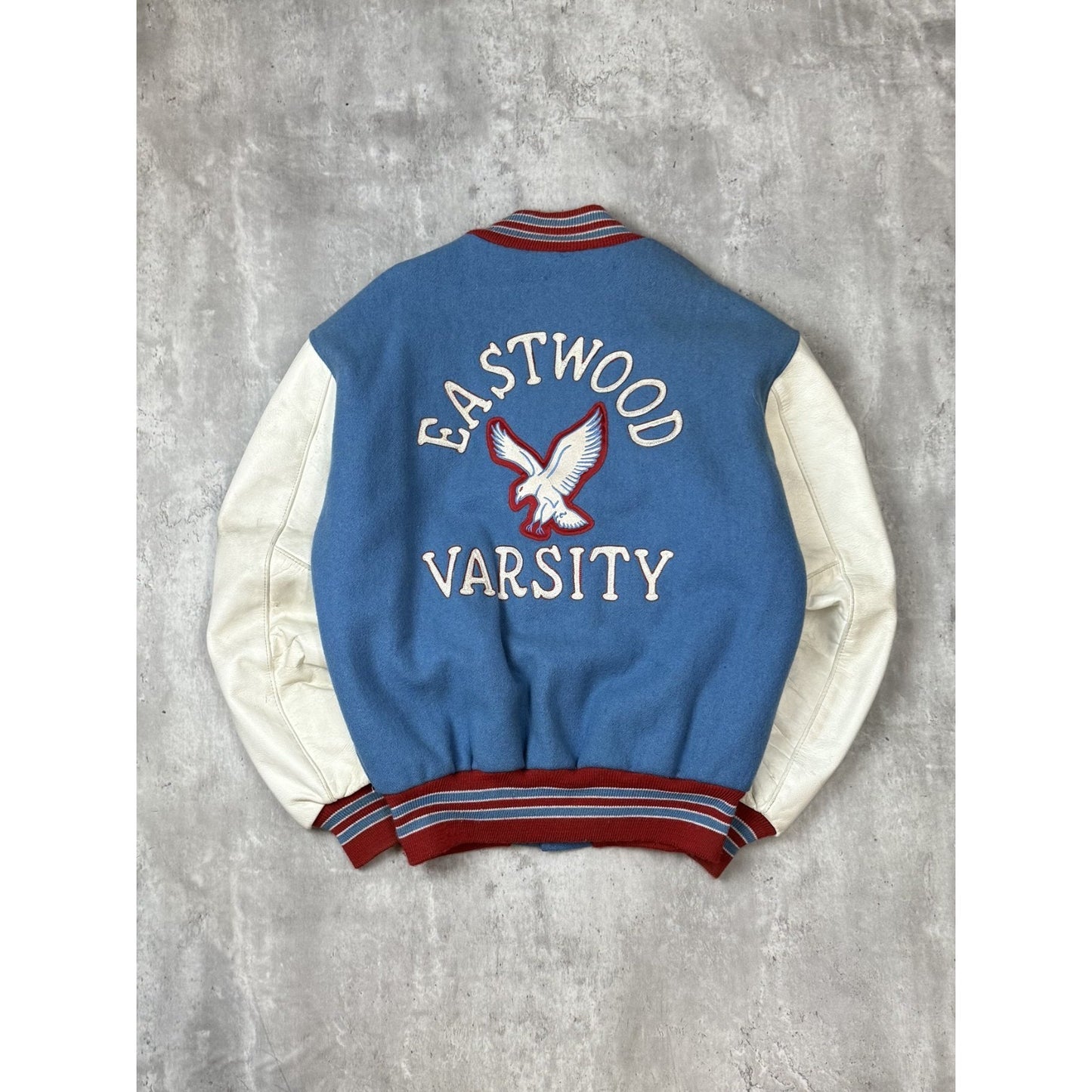 Vintage 80s/90s Eastwood Varsity Embroidered Patches Varsity Jacket Size LT