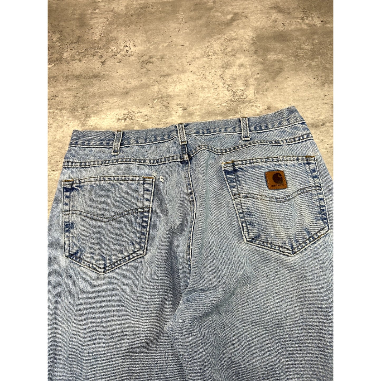 Vintage Carhartt Relaxed Fit Light Wash Work Wear Denim Pants Size 34W Blue