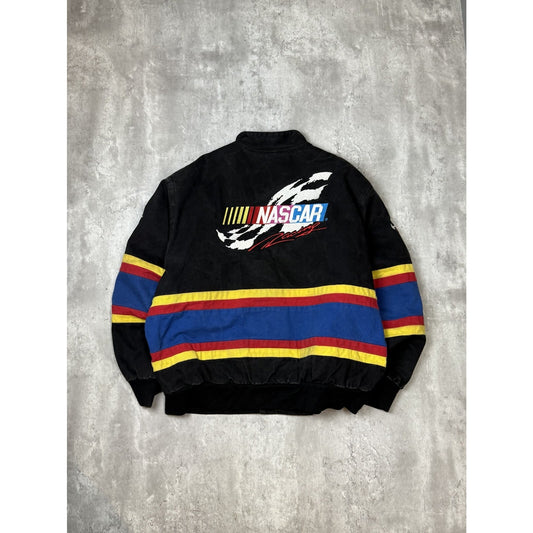 Vintage 90s Jeff Hamilton Nascar Embroidered Spellout Race Jacket Size 4XL