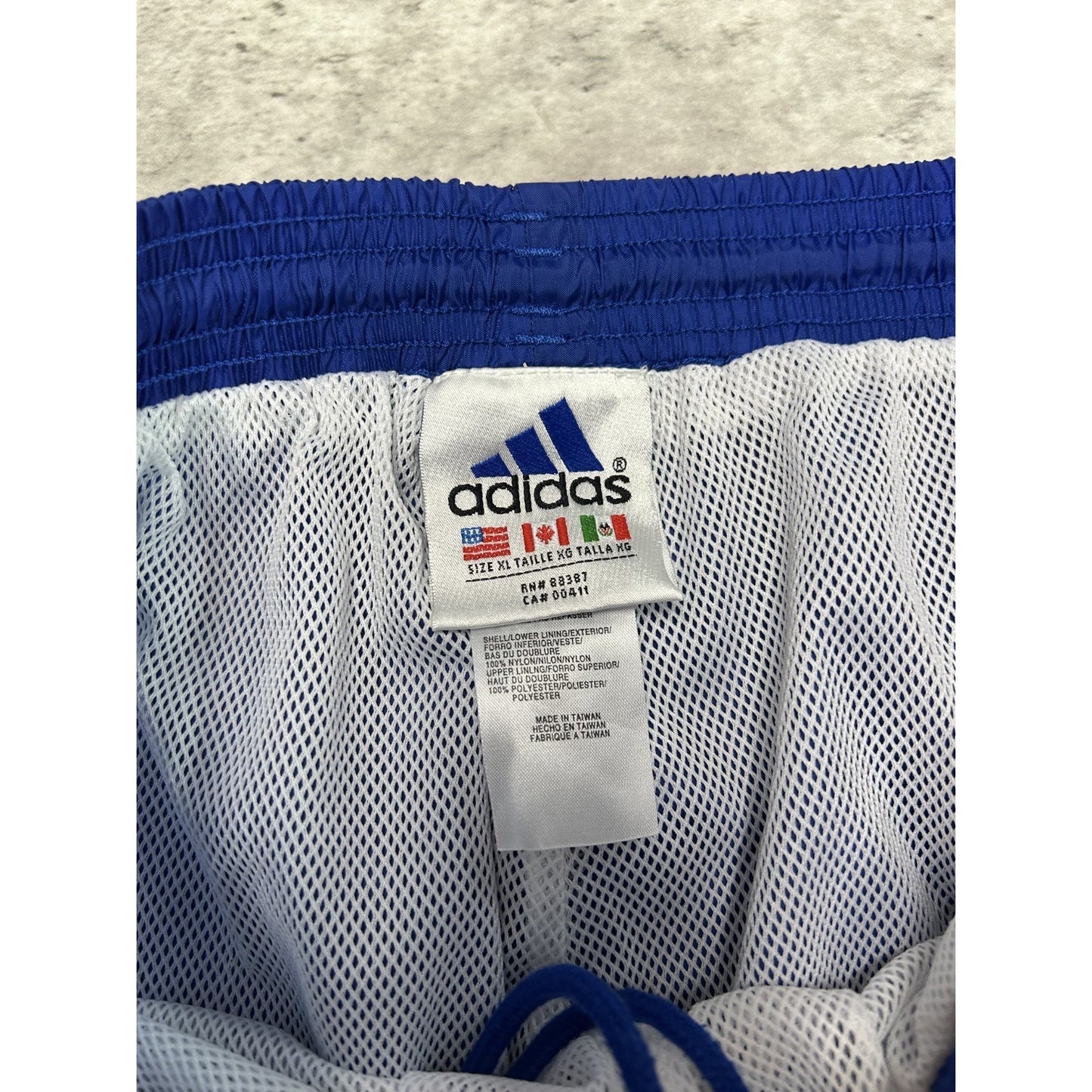 Vintage 90s Adidas Embroidered Logo Nylon Track Pants Size XL Blue