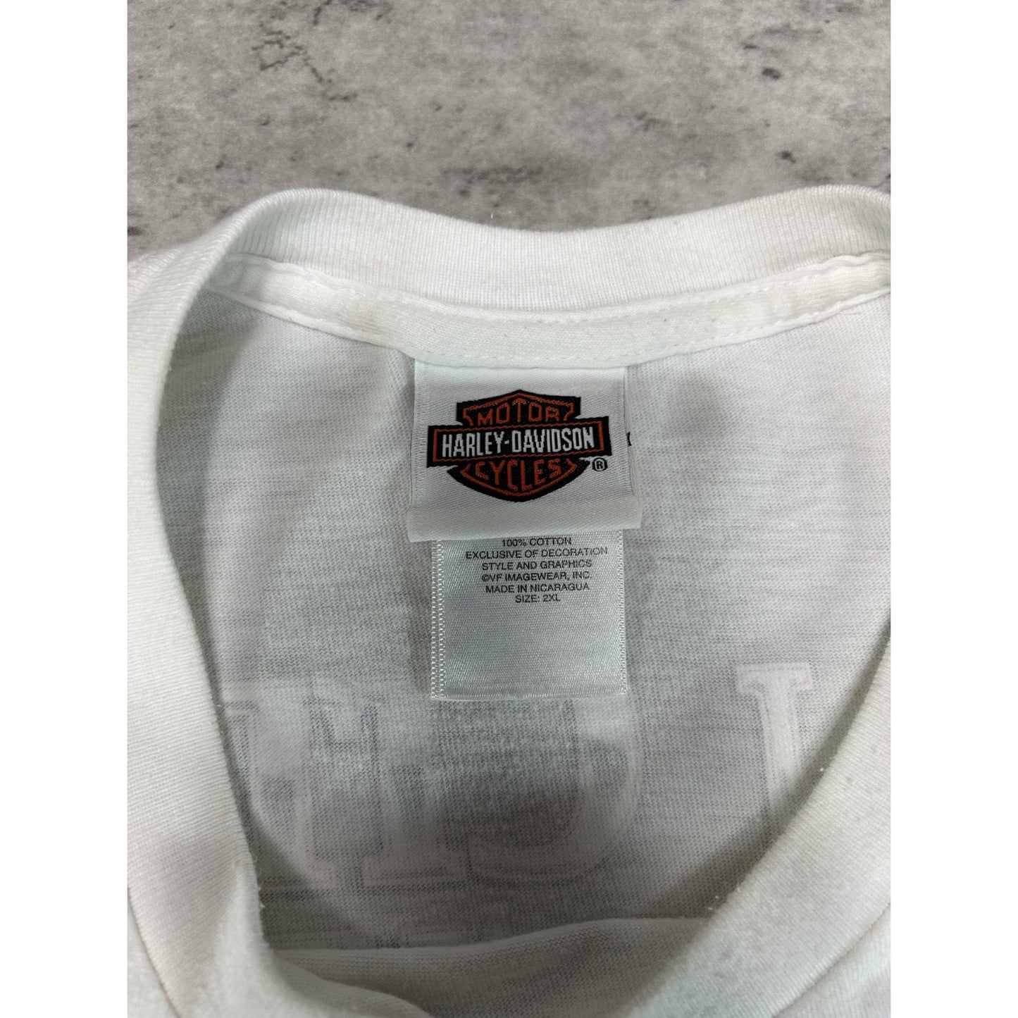 Harley Davidson Motorcycles Graphic Spellout Logo T-Shirt Size 2XL White