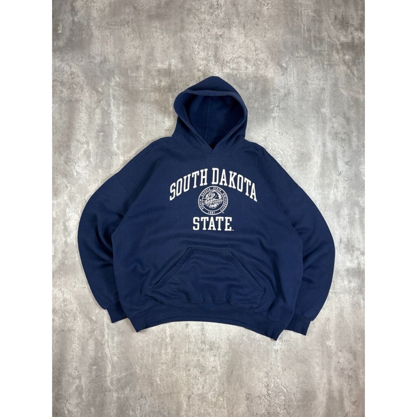 Vintage South Dakota State NCAA Collegiate Crest Hooded Sweatshirt Size XXL Blue
