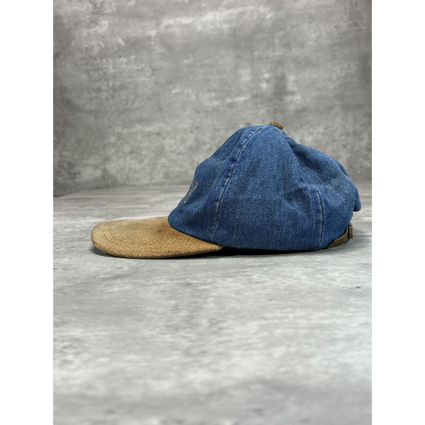 Vintage 90s IBM Embroidered Logo Medium Wash Denim Strapback Hat OSFA