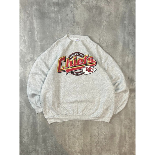 VTG 90s Kansas City Chiefs NFL Graphic Logo Spellout Football Sweatshirt Sz 3XL