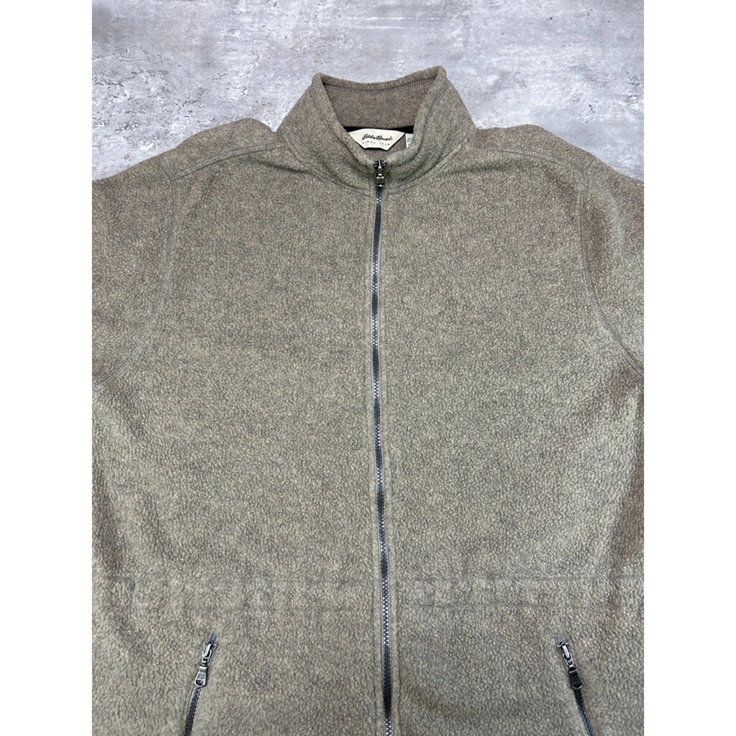 Vintage Eddie Bauer Fleece Full Zip Sweatshirt Size Large Beige
