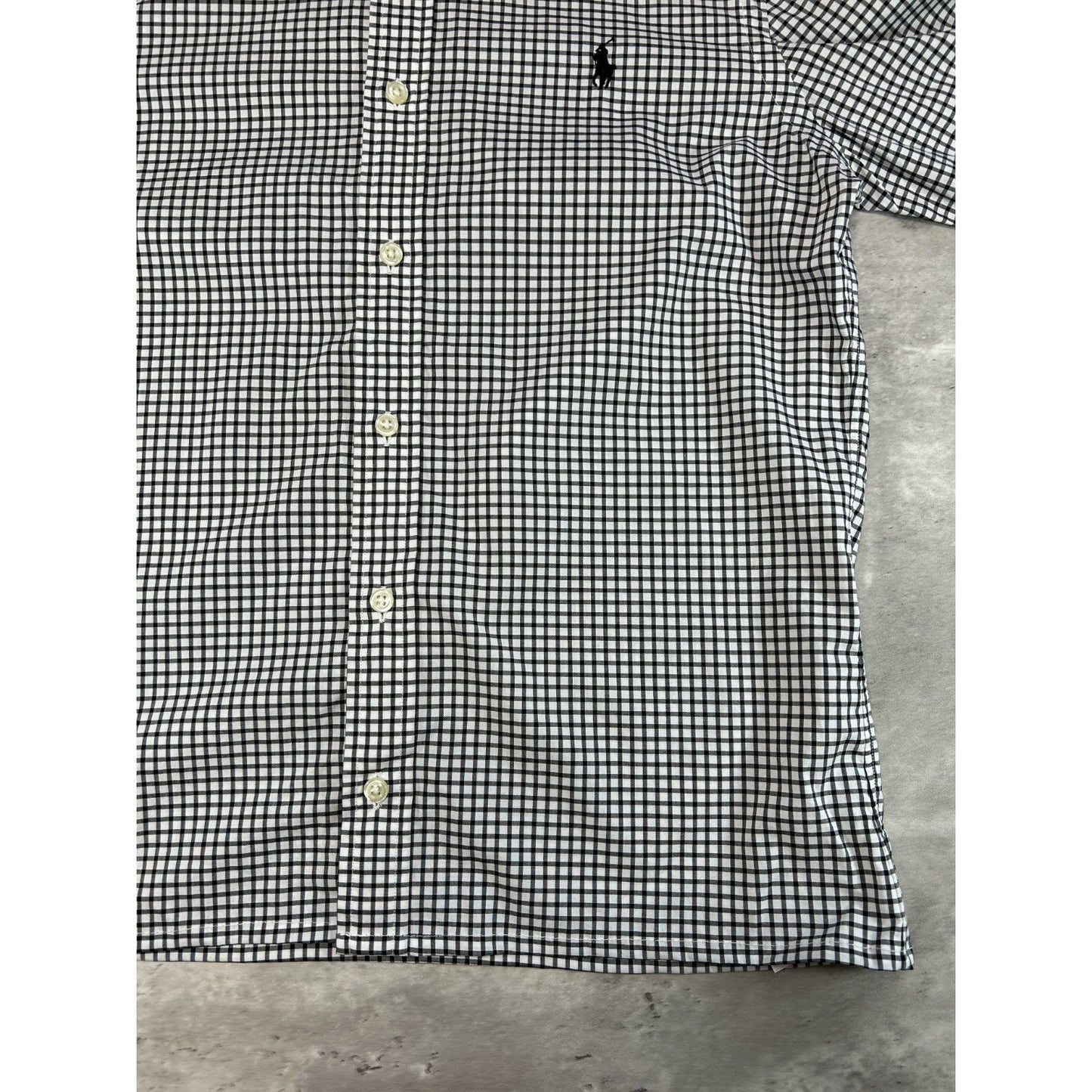 Polo Ralph Lauren Checkered Print Reworked Cropped Button Up Shirt Size Small