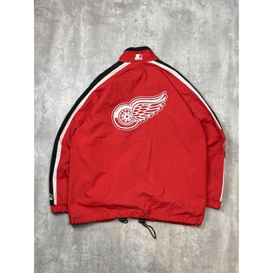 Vintage 90s Detroit Red Wings NHL Embroidered Nylon Starter Jacket Size XL