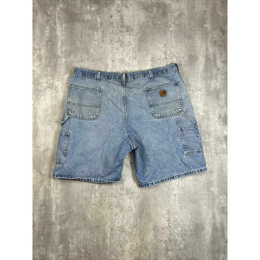 Vintage Carhartt Light Wash Denim Workwear Carpenter Shorts Size 44 Blue
