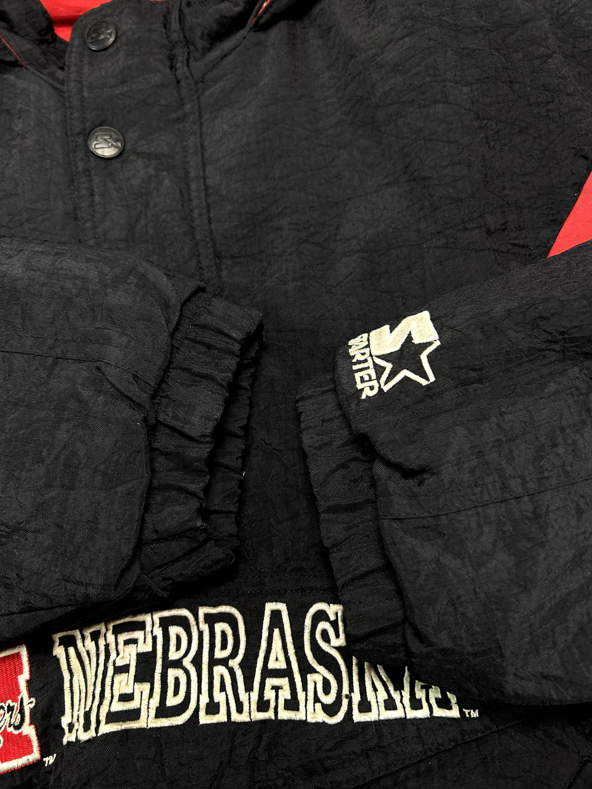 Vintage 90s Nebraska Cornhuskers NCAA Insulated 1/2 Zip Starter Jacket Size XL