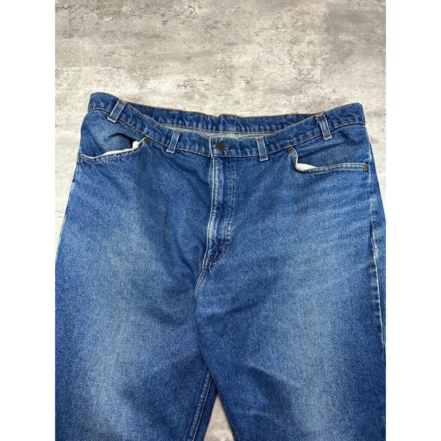 Vintage 90s Levis Orange Tab Dark Wash Wide Leg Denim Pants Size 42 Blue