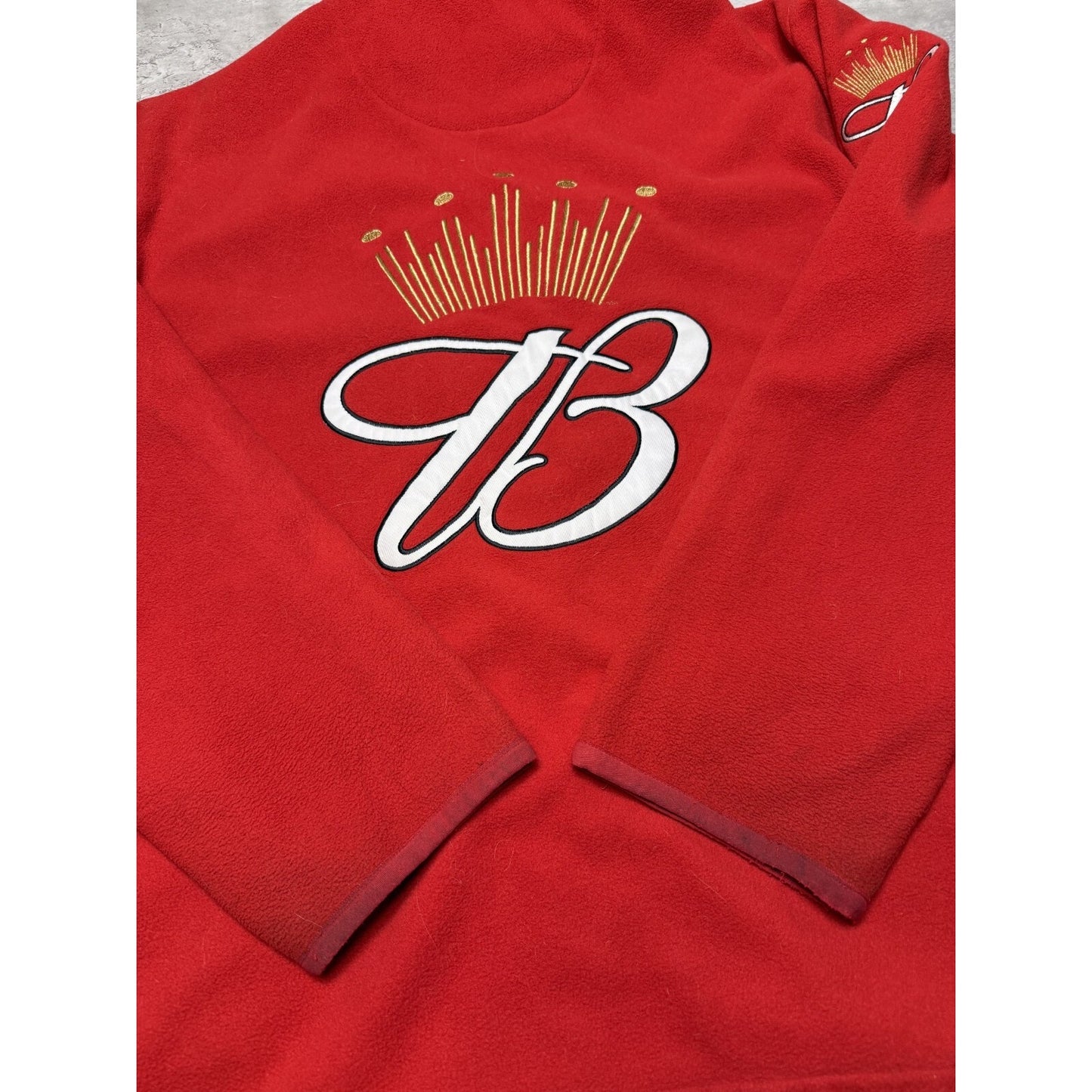 Vintage Budweiser Racing Team King Of Beers Fleece Sweatshirt Size XL Red