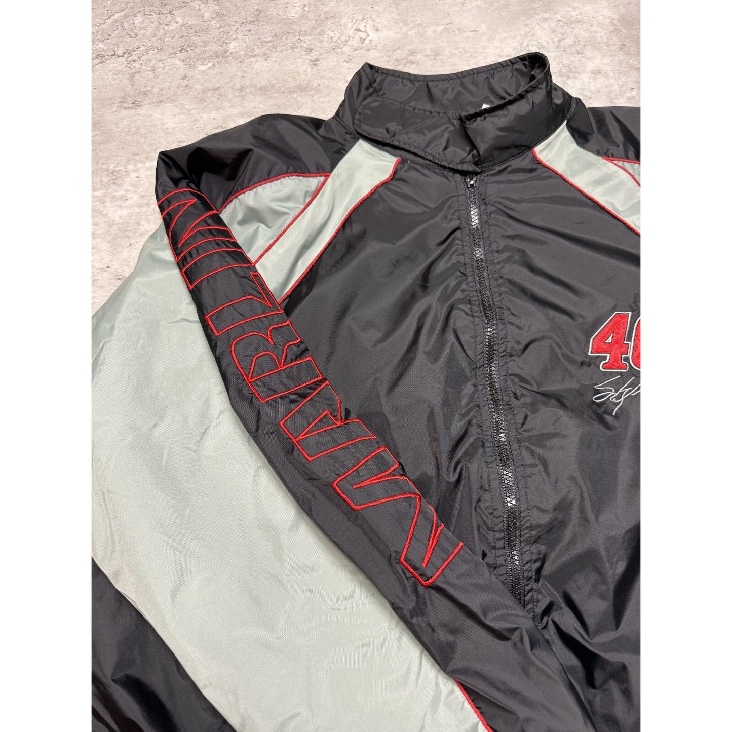 Vintage Sterling Marlin #40 Nascar Embroidered Sleeve Spell Out Jacket Size 2XL