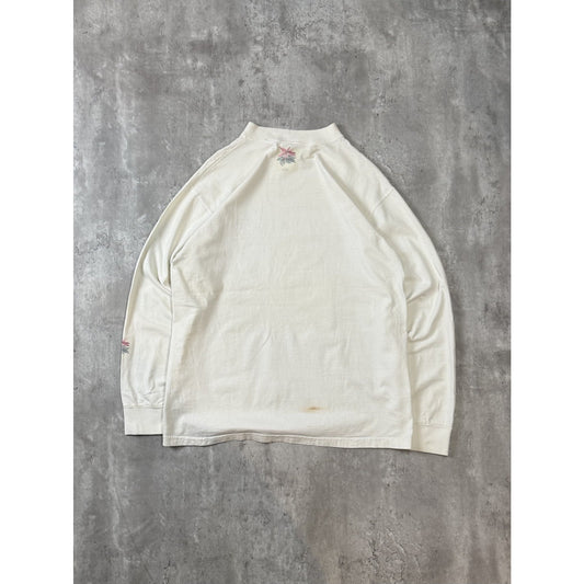 Vintage 90s Poinsettia Flower Nature Graphic Long Sleeve T-Shirt Size Large