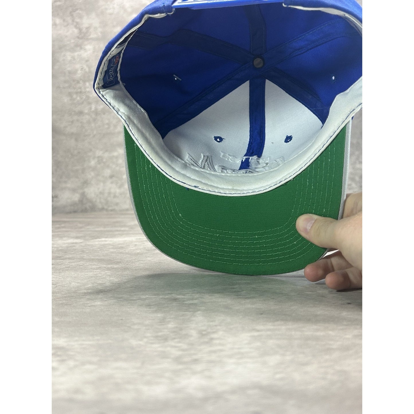 Vintage 90s Detroit Lions NFL Sports Specialties Script Snapback Hat OSFA Blue