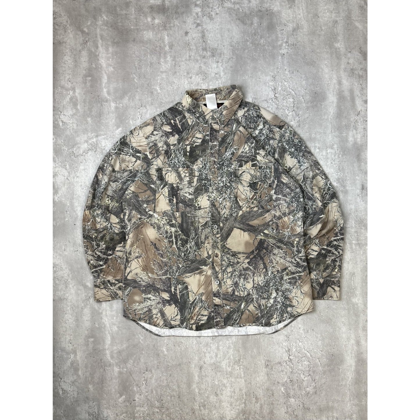 Vintage True Timber Hunting Camo Long Sleeve Button Up Shirt Size XL