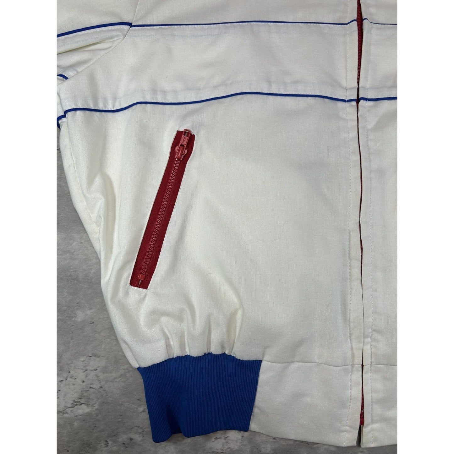 Vintage 80s Al-Delco Embroidered Logo Full Zip Racing Bomber Jacket Size Large