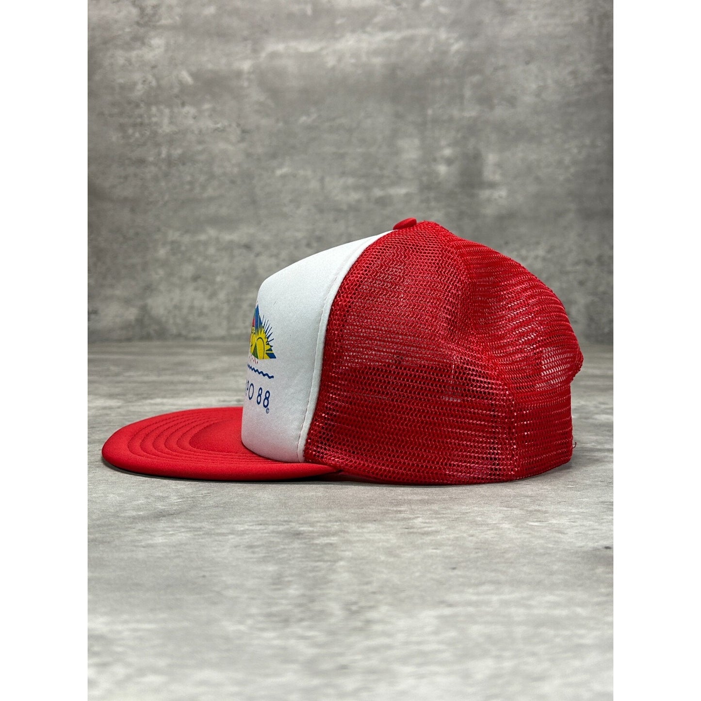 Vintage 1988 World Expo Graphic Trucker Snapback Hat OSFA