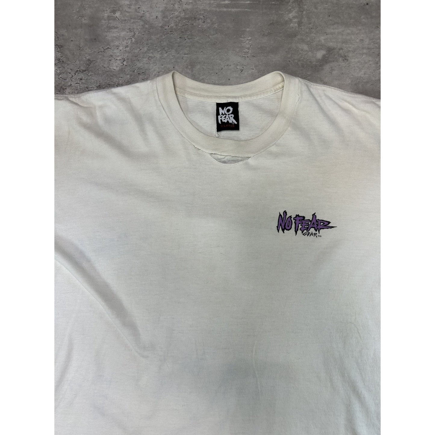 Vintage 90s No Fear Life Is A Contact Sport Spellout Slogan Graphic T-Shirt XL