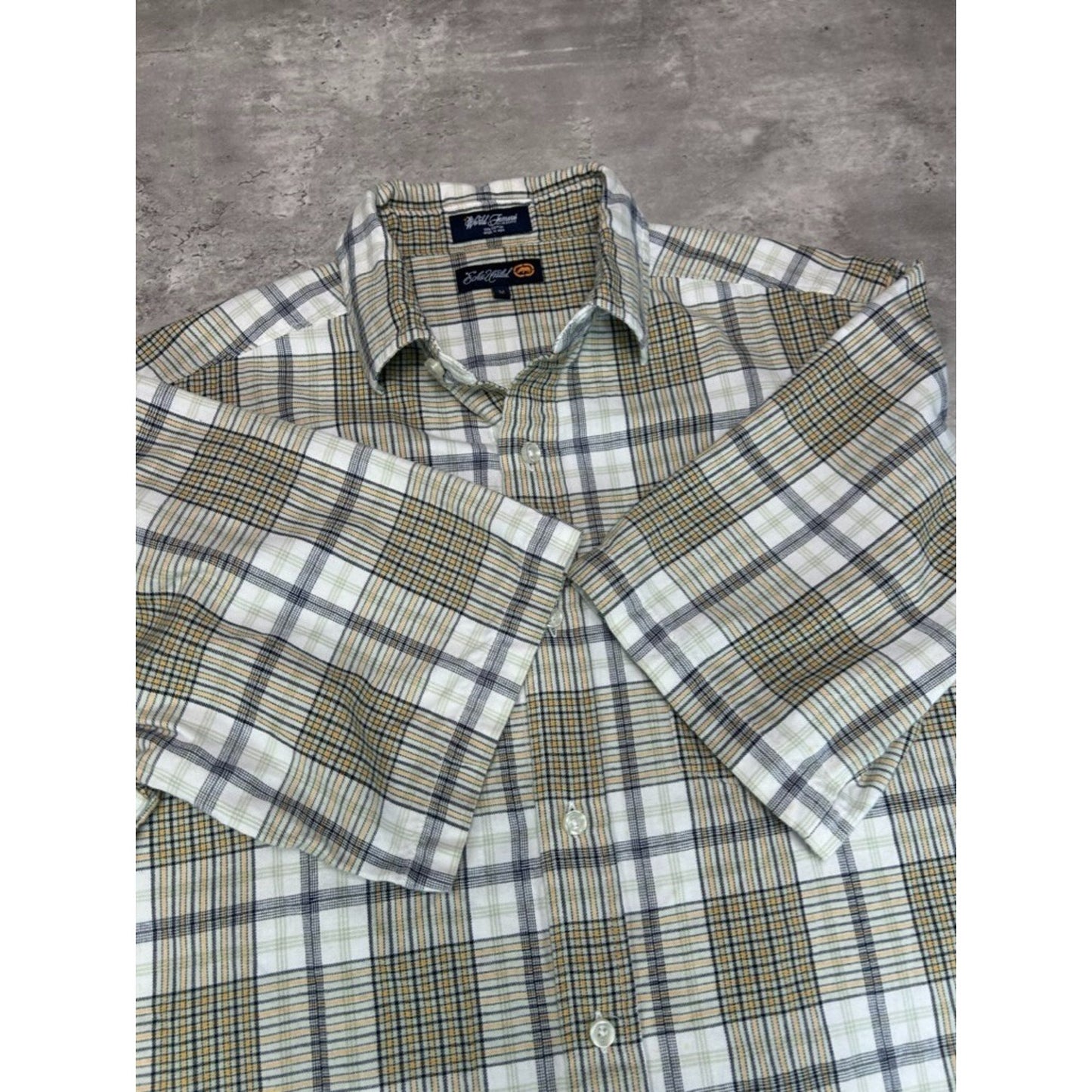 Vintage Y2K Ecko Unltd Plaid Single Pocket Short Sleeve Button Up Shirt Medium