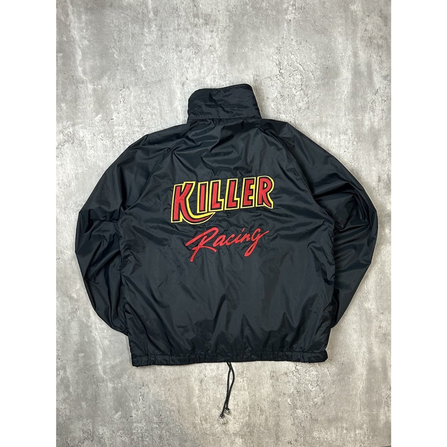 Vintage 80s/90s Killer Racing Embroidered Script Nylon Coaches Jacket Size Large