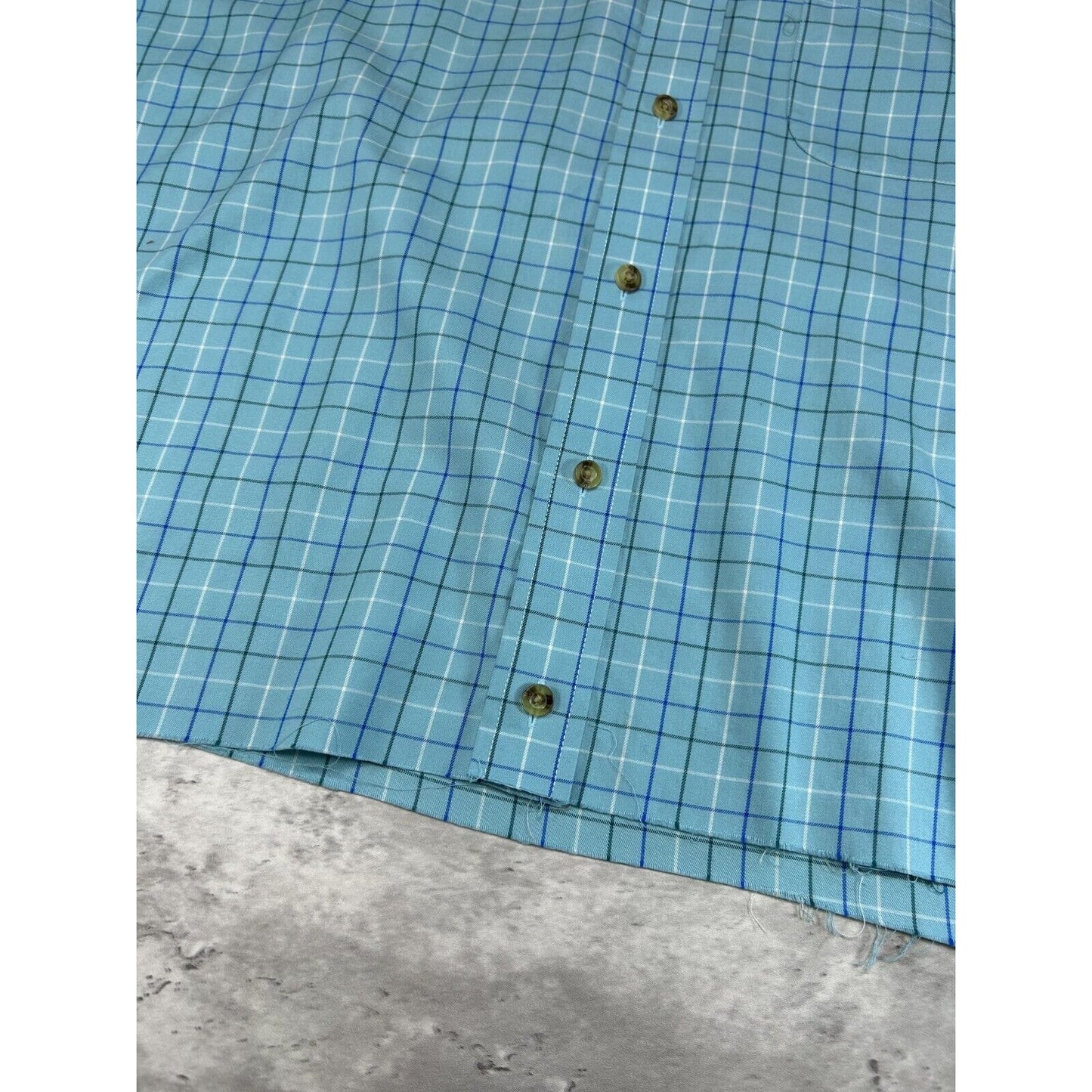 Vintage LL Bean Checkered Short Sleeve Cropped Button Up Shirt Size XL