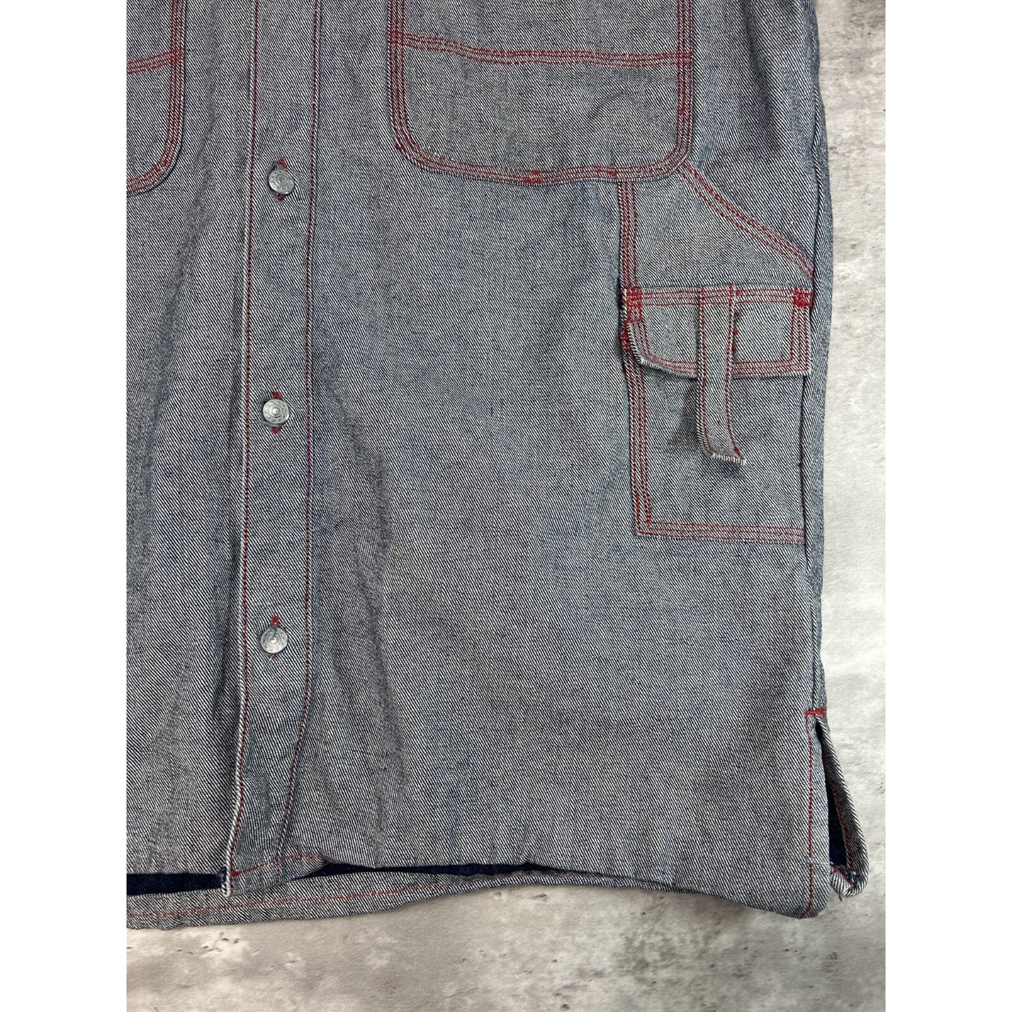 Vintage Y2K Phat Farm Denim Multi Pocket Light Wash Jacket Size Large