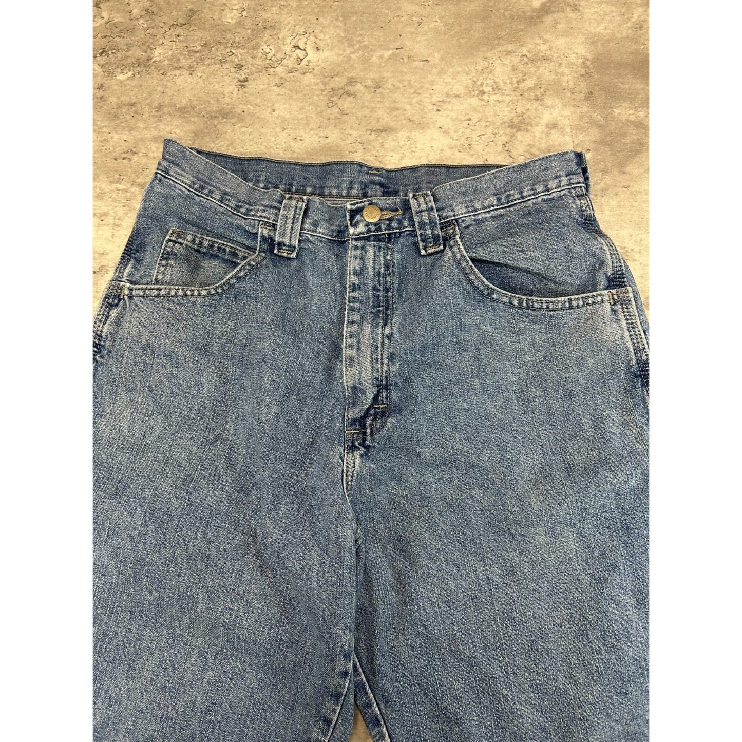 Vintage Wrangler Light Wash Denim Workwear Carpenter Shorts Size 31 Blue