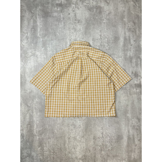 Vintage Rip Curl Plaid Reworked Cropped Short Sleeve Button Up Shirt Size Large