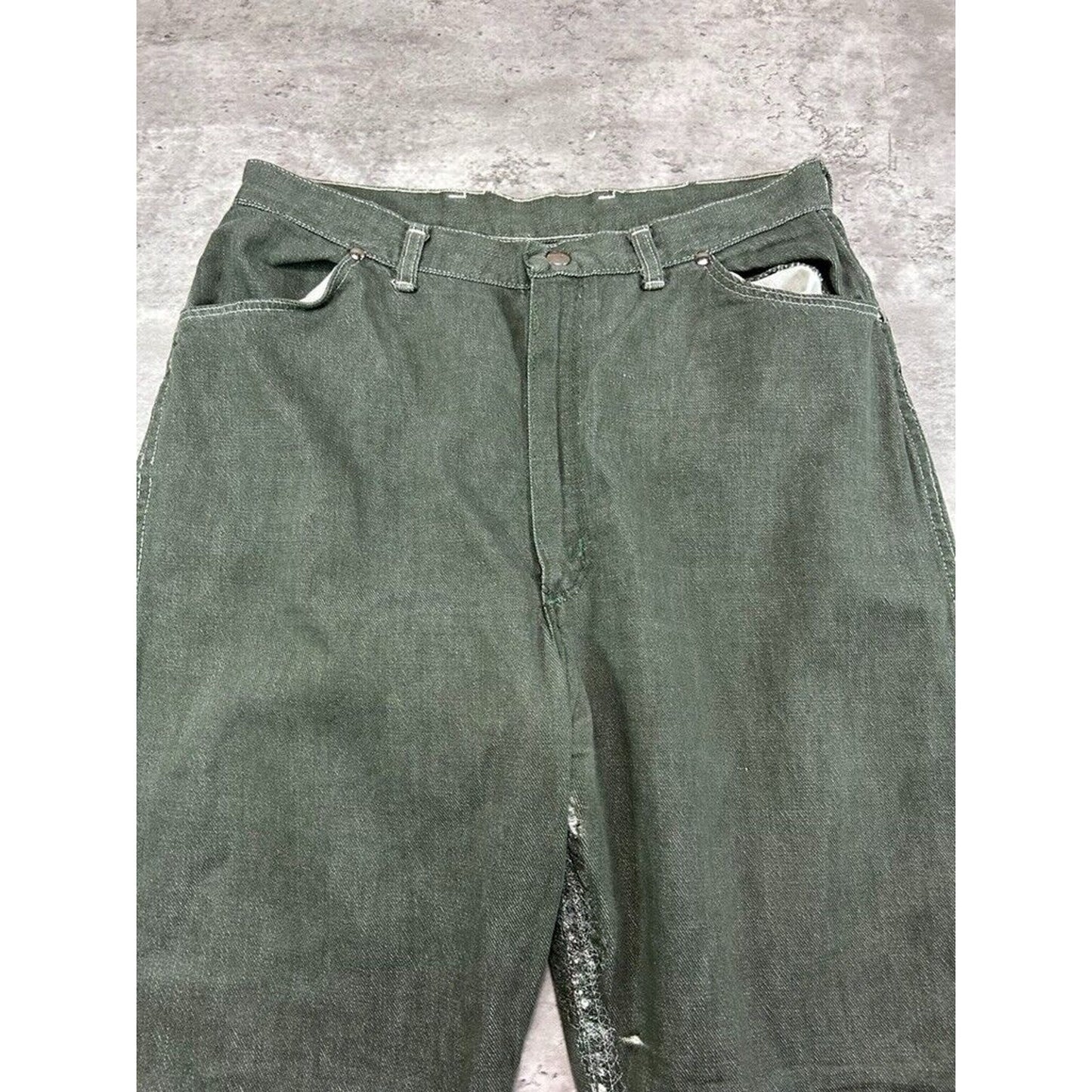 Vintage 1960s Wrangler Western Denim Trouser Pants Size 30 Green