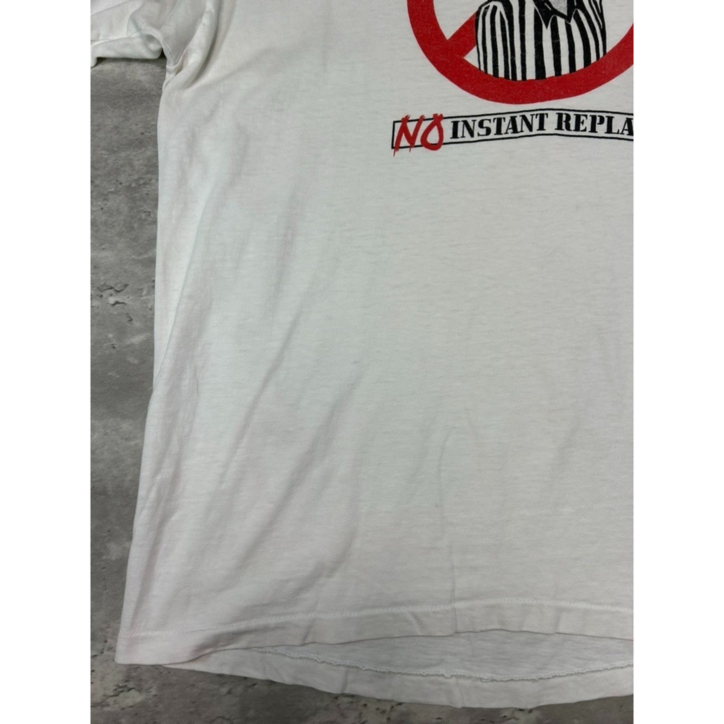 Vintage 90s No Instant Replay Camera Referee Graphic T-Shirt Size XL White