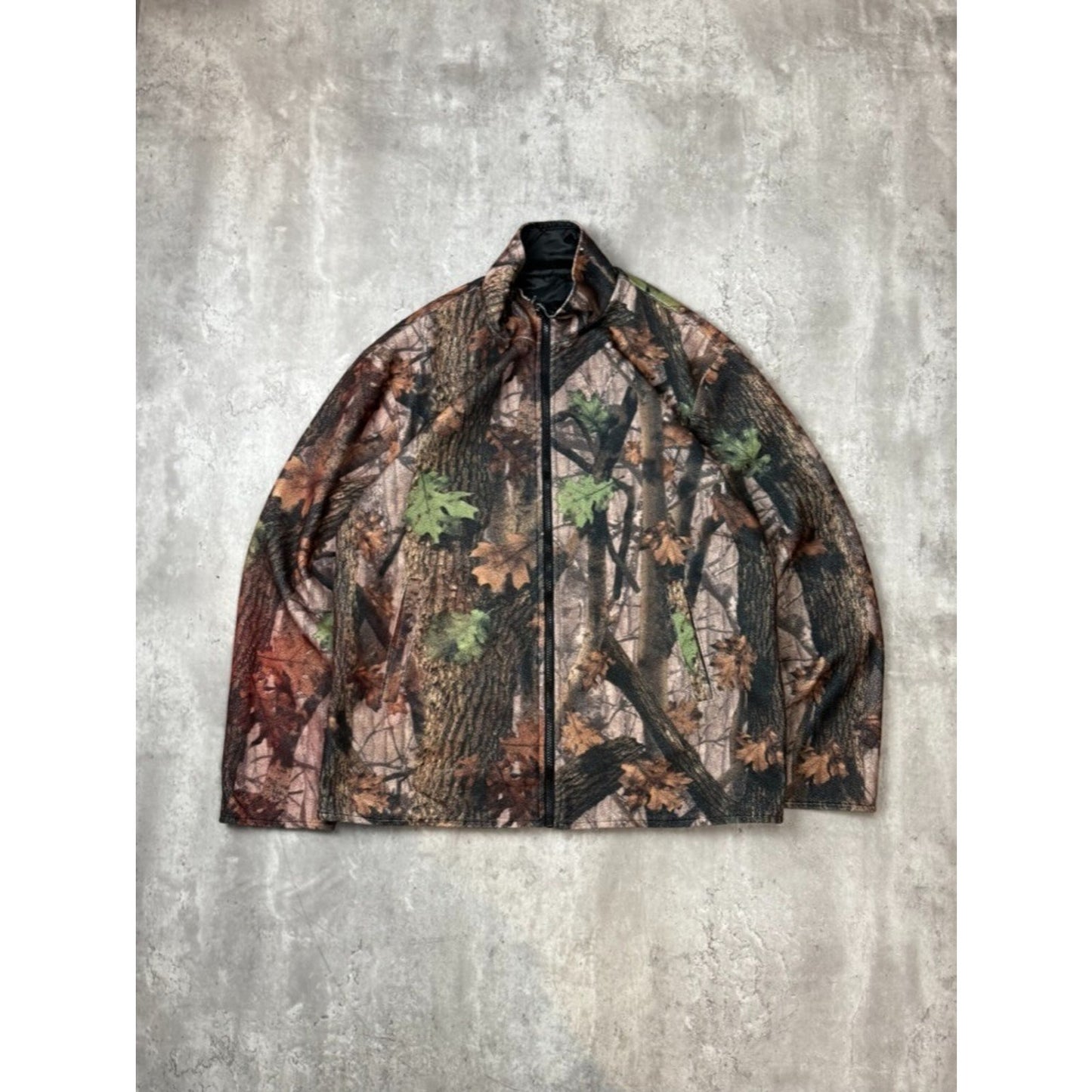 Vintage Aqua Stop Tree Camo Reversible Fleece Nylon Hunting Jacket Size Large