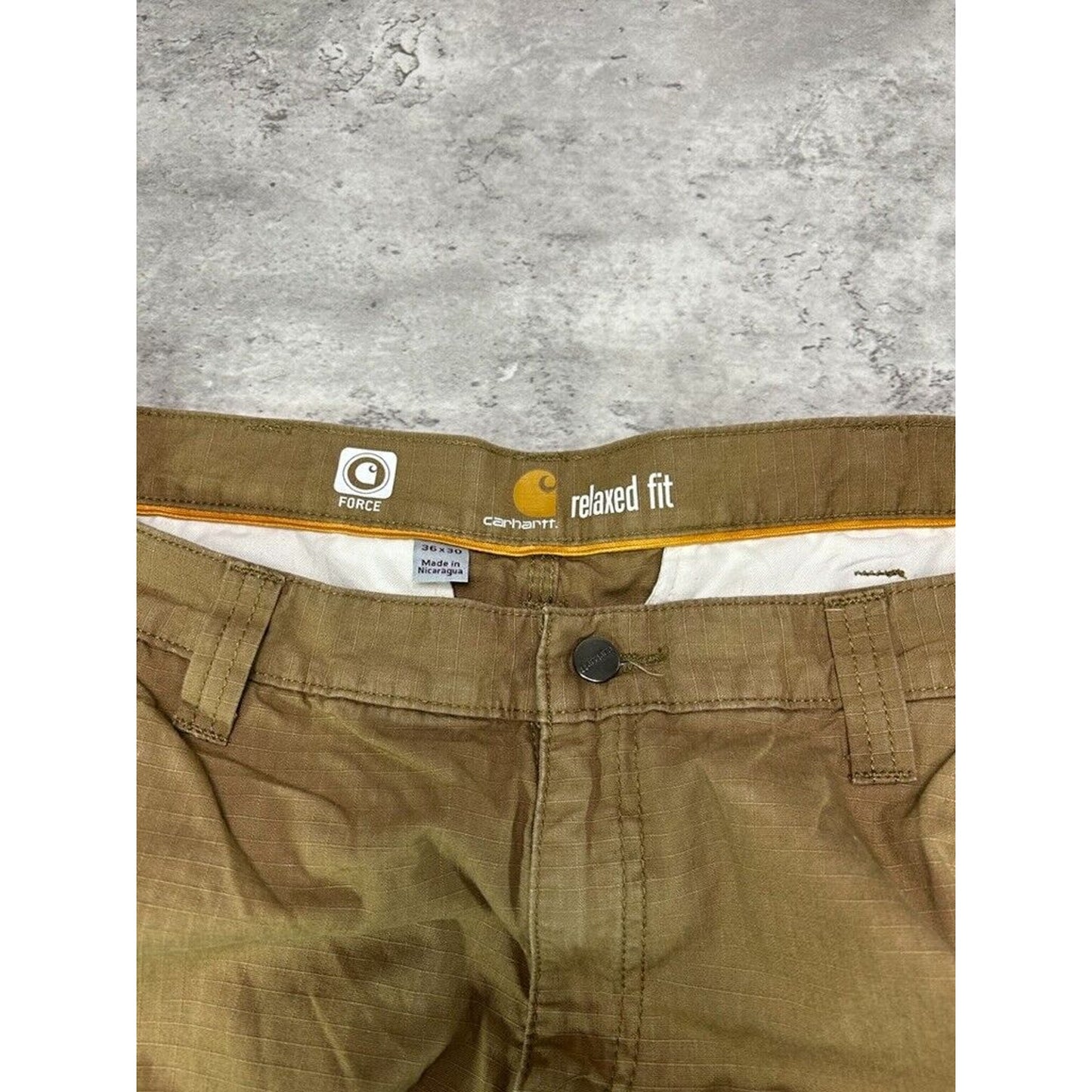 Carhartt Original Fit Ripstop Canvas Workwear Cargo Pants Size 37 Beige