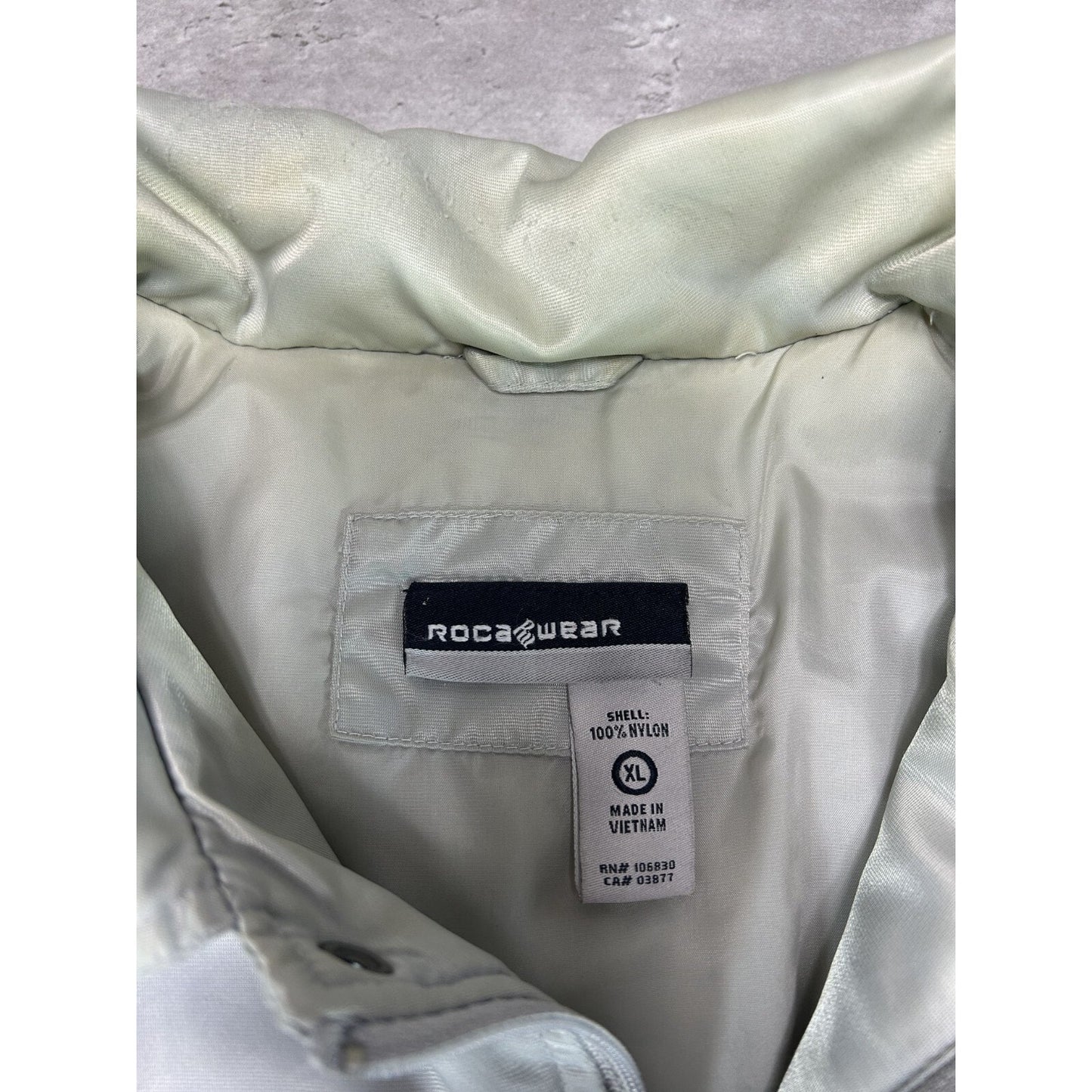 Vintage Y2K Rocawear Embroidered Spellout Nylon Bomber Jacket Size XL