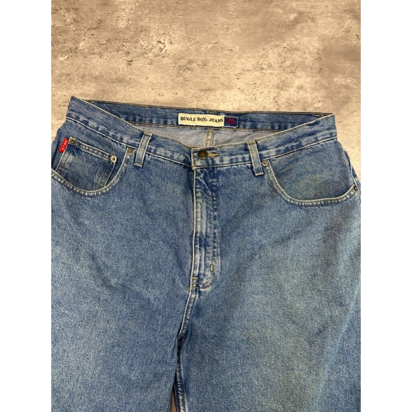 Vintage Bugle Boys Jeans Medium Wash Denim Shorts Size 35 Blue