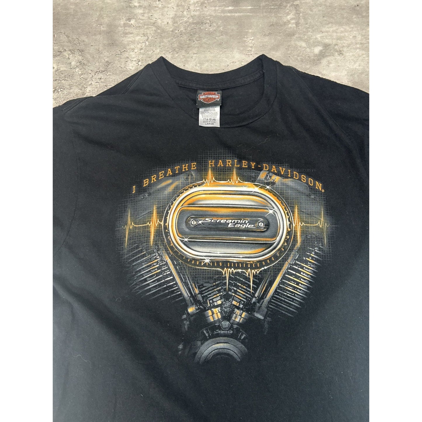 Harley Davidson Motorcycles Screaming Eagle Engine Graphic T-Shirt Size Large