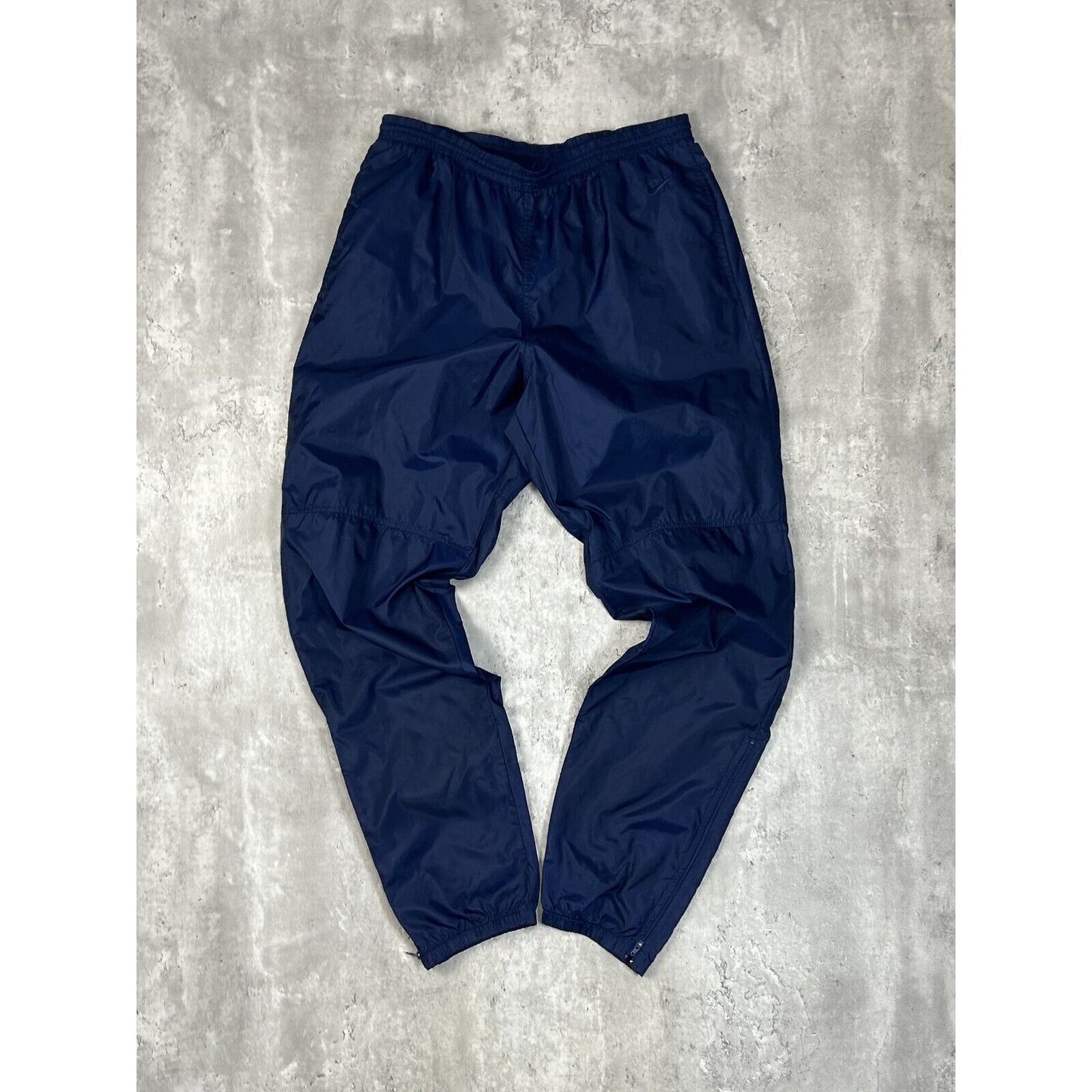 Vintage 90s Nike Tonal Embroidered Swoosh Nylon Track Pants Size Large Black