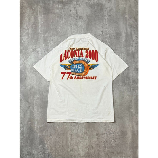 Vintage 2000 Laconia Motorcycle Event 77th Anniversary Graphic T-Shirt Sz Large