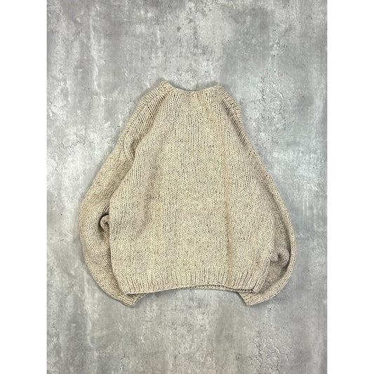 Vintage J Crew Heavy Knit Ribbed Pullover Sweater Size Large Beige