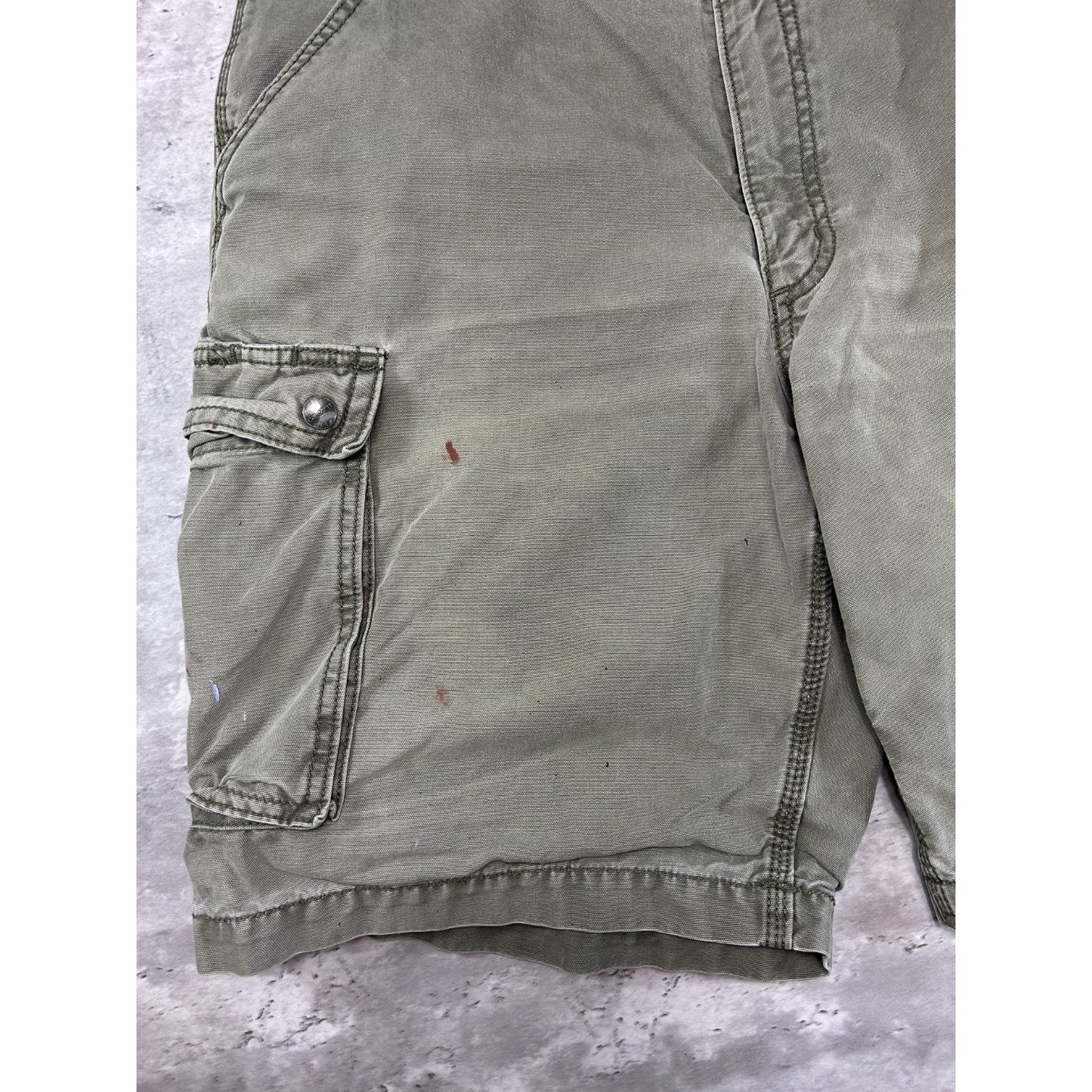 Carhartt Relaxed Fit Canvas Workwear Utility Cargo Shorts Size 39 Green