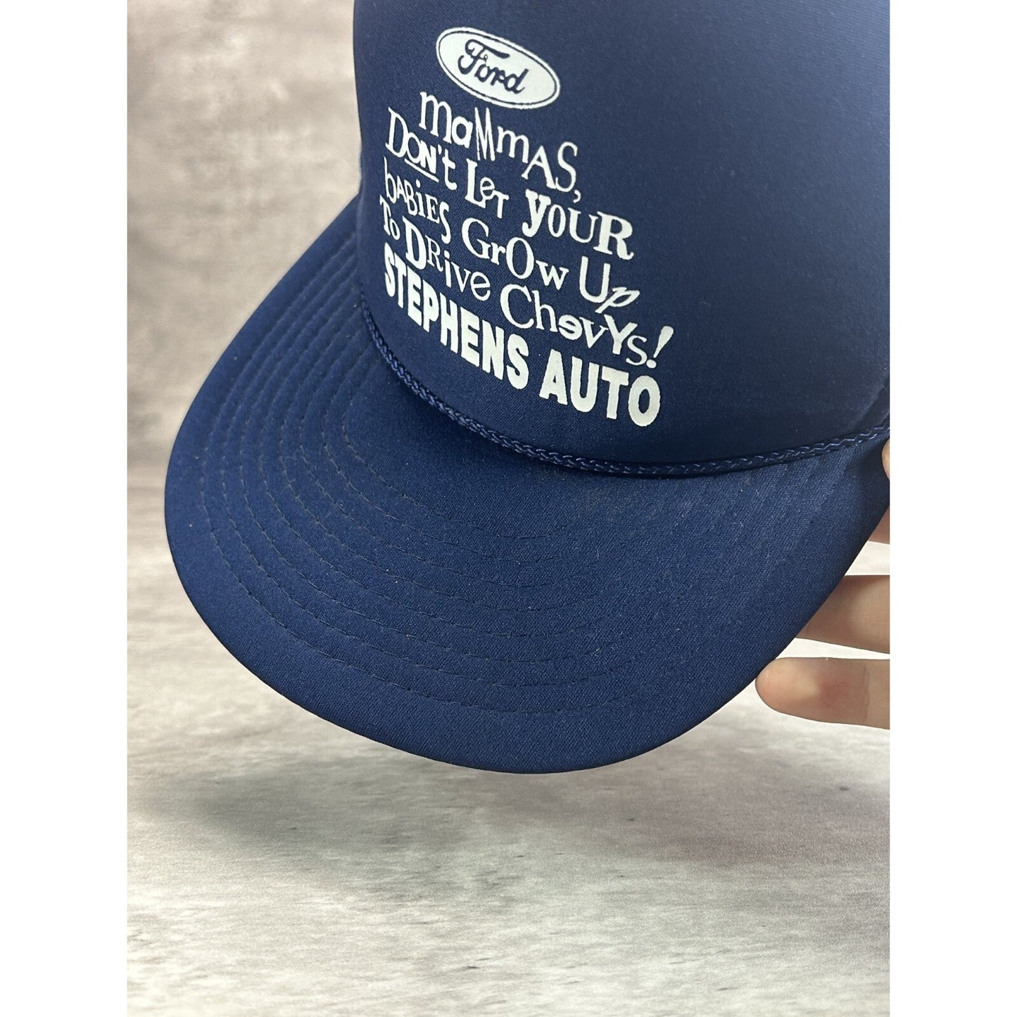 VTG 80s Stephens Auto Dont Let Your Kids Drive Chevys Trucker Snapback Hat OSFA