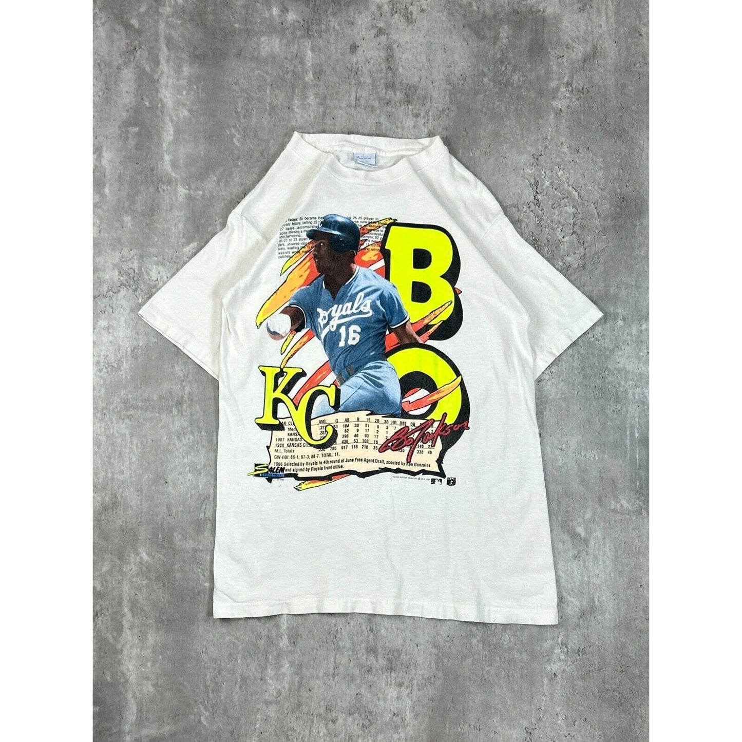 Vintage 1990 Bo Jackson #16 Kansas City Royals MLB Player T-Shirt Size Medium