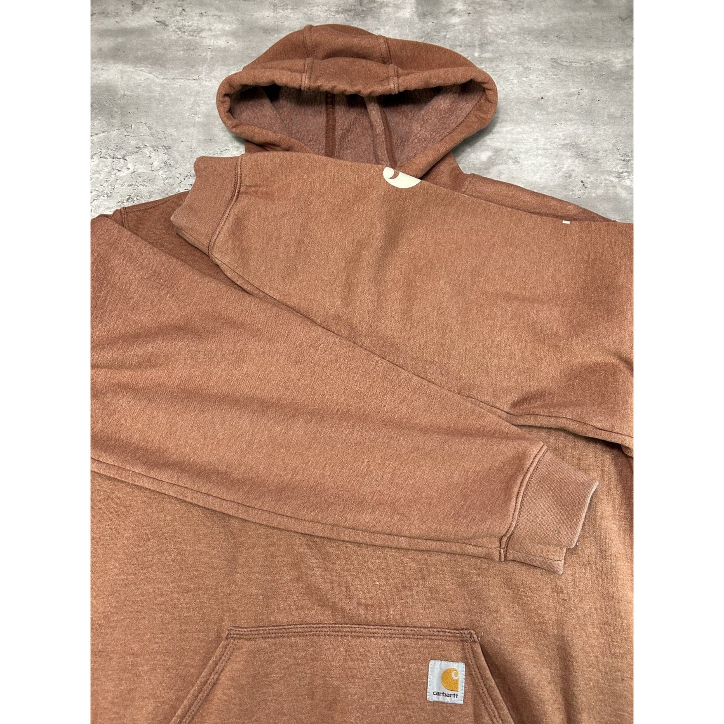 Vintage Carhartt Sleeve Spellout Workwear Pullover Hooded Sweatshirt Sz XL Tall