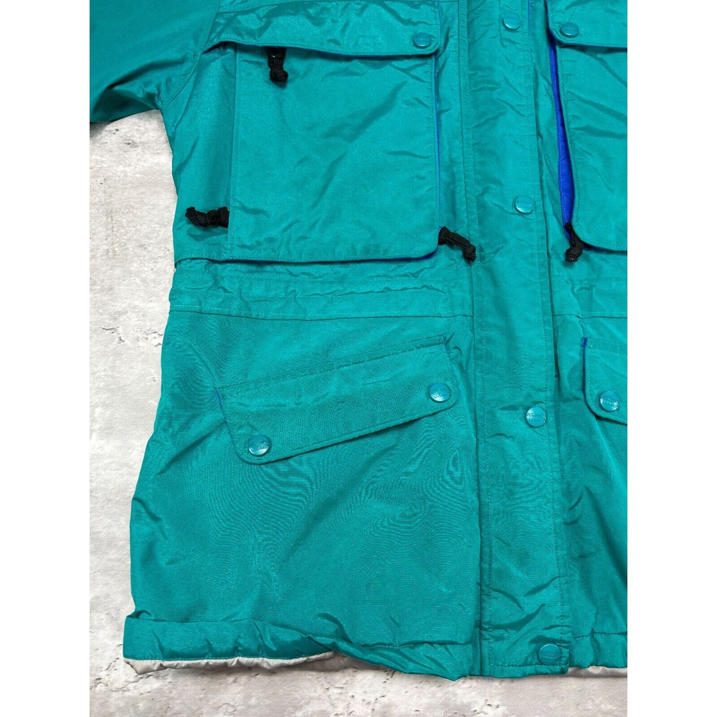 Vintage 90s L.L. Bean Nylon Multi Pocket Hooded Windbreaker Jacket Size Medium