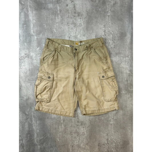 Carhartt Relaxed Fit Canvas Workwear Multi Pocket Cargo Shorts Size 35 Beige