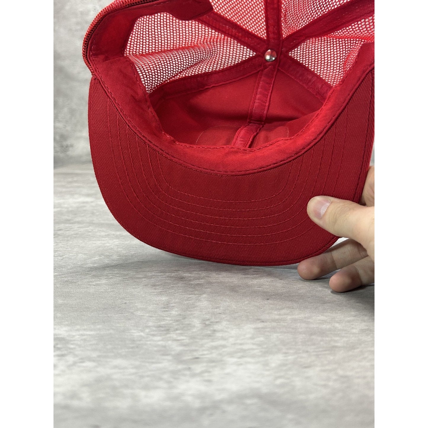Vintage 80s LA Anheuser Busch Embroidered Patch Trucker Snapback Hat OSFA Red